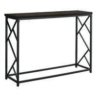 Monarch Specialties 3534 44"L Accent Table - Espresso/Black Metal Hall Console-Makes a statement as an entryway console table with its modern wood look table top finish in espresso