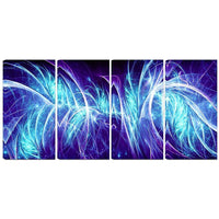 Designart Blue Electricity 4-Panel Modern Canvas Art Print, (PT3084-271)-Print
