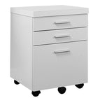 Monarch Specialties 7048 3-Drawer Filing Cabinet - White -Finished in a fresh white on all sides with stylish silver plastic drawer pulls 
