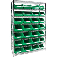 Kleton Heavy-Duty Wire Shelving Units With Storage Bins, 8 Tiers, 48" W x 74" H x 18"D-Depth: 18"
