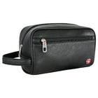 Swissgear PU Toiletry Bag - Black-Large front zippered pocket