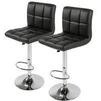 Nicer Furniture Hexagrid Swivel Hydraulic Bar Stool - Black - 2 Pack-Set of 2 contemporary stools, upholstered in durable polyurethane leatherette.