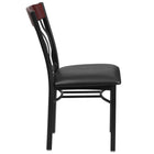 Flash Furniture Eclipse Series Vertical Back Black Metal & Mahogany Wood Restaurant Chair with Black Vinyl Seat-Mahogany Wood Vertical Slat Back Design