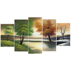 Designart Changing Seasons on the Lake 5-Panel Canvas Art Print, 60" x 32", (PT1073)-Print