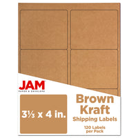 JAM Paper Hand Written Address Label - 4" x 4" - Brown Kraft - 120 Pack-English only packaging