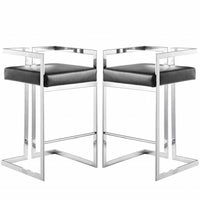 Plata Decor Harvey II Stools - Chrome/Black - 2 Pack-Counter stool
