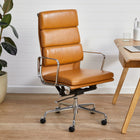 Plata Import Alark Office Chair Pu Leather Upholstery High Back Metal Frame - Tan-Polyurethane coating