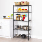 Seville Classics 5-Tier Steel Shelving with Levelling Feet - Black - 60" H x 30" W x 14" D-4 adjustable leveling feet