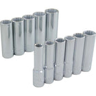 Gray Tools 11 Piece 3/8" Drive 12 Point Metric, Deep Chrome Socket Set, 9mm-19mm-Contains Sizes: 9, 10, 11, 12, 13, 14, 15, 16, 17, 18, 19mm.