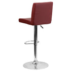 Flash Furniture Contemporary Burgundy Vinyl Adjustable Height Barstool with Panel Back & Chrome Base-Comfortable Seat with Mid-Back