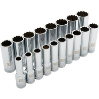 Dynamic Tools 1/2" Drive 18 Piece 12 Point Deep, Metric Socket Set, 10mm - 27mm-Contains: 10, 11, 12, 13, 14, 15, 16, 17, 18, 19, 20, 21, 22, 23, 24, 25, 26, 27mm