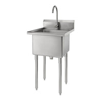 TRINITY Utility Sink with Faucet, Stainless Steel (THA-0303)-Sink and Legs made of 16GA 304 Stainless Steel