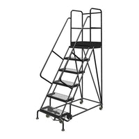 Tri-Arc Manufacturing Deep Top Step Rolling Ladder, Platform Height: 60", No. of Steps: 6, Step Width: 24" (KDSR106242-D2)-No. of Steps: 6