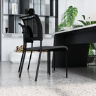 CB Office Ace Multi-Purpose Armless Stacking Chairs - Black - 4 Pack-Plastic floor glides