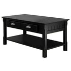 Winsome Timber Coffee Table, Drawers/Shelf, Black-This piece offers a subtle touch to dress up or dress down any living room. It is uniquely casual yet sophisticated, and incredibly affordable for solid wood furniture.  Match with End Table (20124) and Console Table (20450)  collection.