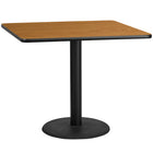 Flash Furniture 42''L Square Table with 24''W Round Table Height Base, Natural Laminate (XUNT4242TR24)-Hospitality Table