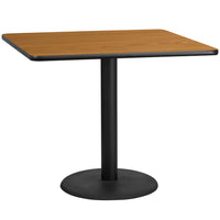 Flash Furniture 42''L Square Table with 24''W Round Table Height Base, Natural Laminate (XUNT4242TR24)-Hospitality Table