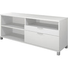 Bestar Pro Linea Collection Credenza, White-Features 1” commercial-grade work surfaces with melamine finish that resist scratches, stains and wears