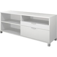Bestar Pro Linea Collection Credenza, White-Features 1” commercial-grade work surfaces with melamine finish that resist scratches, stains and wears