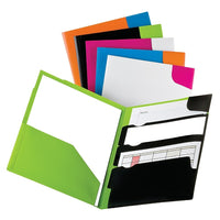 Oxford Divide It Up Twisted Twin Pocket Folder Poly, Assorted-Keep both large and small papers organized in 1 place