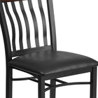 Flash Furniture Eclipse Series Vertical Back Black Metal & Walnut Wood Restaurant Chair with Black Vinyl Seat-2'' Thick Foam Padded Seat