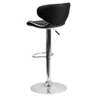 Flash Furniture Contemporary Cozy Mid-Back Vinyl Adjustable Height Barstools with Chrome Base - Black - 2 Pack-Deep Curved Back and Seat