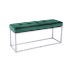 Plata Decor Cisne Chrome Bench with Velvet Top - Green-Armless