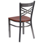 Flash Furniture HERCULES Series Clear Coated "X" Back Metal Restaurant Chair - Cherry Wood Seat-Cherry Finished Wood Seat