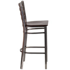 Flash Furniture HERCULES Series Clear Coated Ladder Back Metal Restaurant Barstool - Walnut Wood Seat - 2 Pack-Walnut Finished Wood Seat