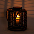 Truu Design Rattan and Wooden Lantern, 8 x 16 inches, Brown-Material: MDF and rattan