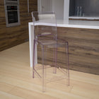 Flash Furniture Ghost Counter Stool with Square Back - Transparent Crystal-Suitable for Outdoor Use