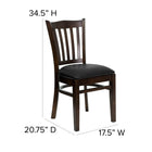 Flash Furniture HERCULES Series Vertical Slat Back Walnut Wood Restaurant Chairs with Black Vinyl Seat - 2 Pack-Walnut Wood Frame Finish