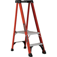 Louisville Ladder 5' Industrial Extra Heavy-Duty Fibreglass Pro Platform Stepladder FXP1800 Series, Stainless Steel (FXP1802HD)-Nominal Height: 5'