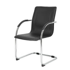Nicer Furniture Cantilever Office Reception, Waiting Room, Lobby Chair, Black Vinyl-Economical stack chair provides superior durability and lumbar support