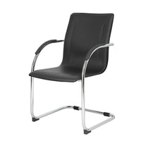 Nicer Furniture Cantilever Office Reception, Waiting Room, Lobby Chair, Black Vinyl-Economical stack chair provides superior durability and lumbar support