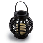 Truu Design Plastic Rattan Lantern, 8.5  x 8.5  inches, Black-Measures 8.5" in diameter and 9" in height
