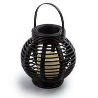 Truu Design Plastic Rattan Lantern, 8.5  x 8.5  inches, Black-Measures 8.5" in diameter and 9" in height