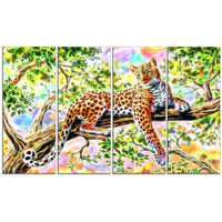 Designart Watchful Cheetah 4-Panel Canvas Art Print, (PT2428-271)-Print