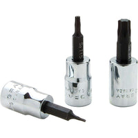 Gray Tools 3/8" Drive Standard Length Chrome Finish, T7 Torx Head Socket, Tamper Resistant-Size: T7