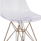 Flash Furniture Elon Series Ghost Chair with Gold Metal Base - 2 Pack-Waterfall Seat reduces pressure on your legs