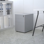 Flash Furniture Modern 3-Drawer Legal/Letter Locking Mobile Filing Cabinet - Grey-Utility Drawers: 13"W x 18.75"D x 2.75"H; File Drawer: 13"W x 18.75"D x 9.75"H