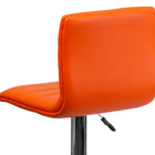 Flash Furniture Contemporary Orange Vinyl Adjustable Height Barstool with Horizontal Stitch Back & Chrome Base - 2 Pack-Height Adjustable Seat with Gas Lift