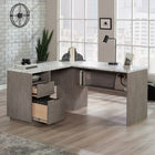 Sauder 59"W East Rock L-Desk - Ashen Oak- Lower drawer with full extension slides holds letter or legal size hanging files
