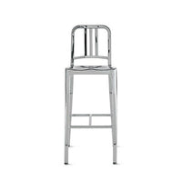 Plata Import Navy Bar Stool, Bar Height, Polished Steel (C-2201-30-POLISHED)-Metal