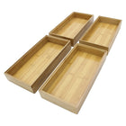 Cathay Importers Bamboo Stackable Rect Organizer 12"W x 6"D x 2"H - Natural - 4 Pack-Carbonized bamboo, smooth finish
