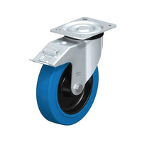 Blickle Blue Elastic Rubber Caster, Wheel Diameter: 8" (203 Mm), Bolt Hole Size: 7/16" (11.11 Mm) (L-POEV 200R-FI-SB)-Wheel Diameter: 8" (203 mm)