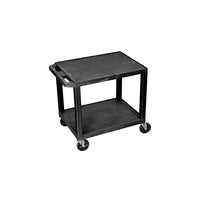 Luxor 26" 2-Shelf Multi-Purpose A/V Cart With 2 Shelves, Black (WT26)-Shelves have a 1/4" safety retaining lip. A set of silent roll, 4" full swivel ball bearing casters, two with locking brakes
