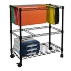 Oceanstar 2MRC1507 Portable 2-Tier Metal Rolling File Cart, Black-Adjustable shelves to suit your file and storage needs