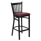 Flash Furniture HERCULES Series Black Vertical Back Metal Restaurant Barstool - Burgundy Vinyl Seat-500 lb. Weight Capacity