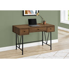 Monarch Specialties 7670 48" Computer Desk - Walnut/Black Metal-2 side drawers on smooth metal glides accented with trendy black metal pulls